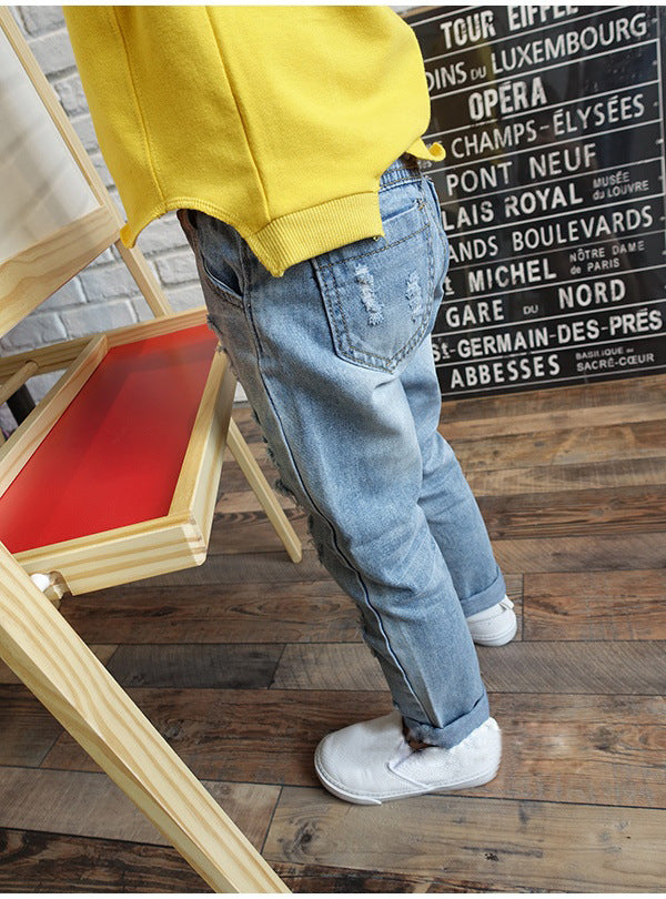 New Korean Style Ripped Trousers for boys