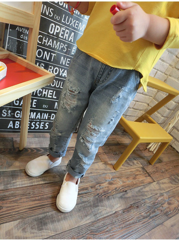 New Korean Style Ripped Trousers for boys