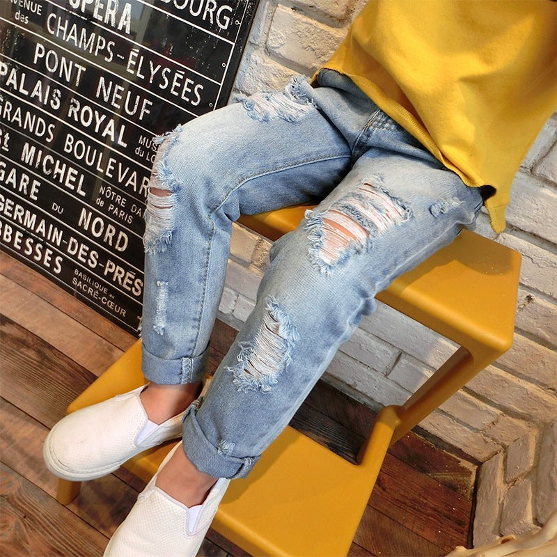 New Korean Style Ripped Trousers for boys