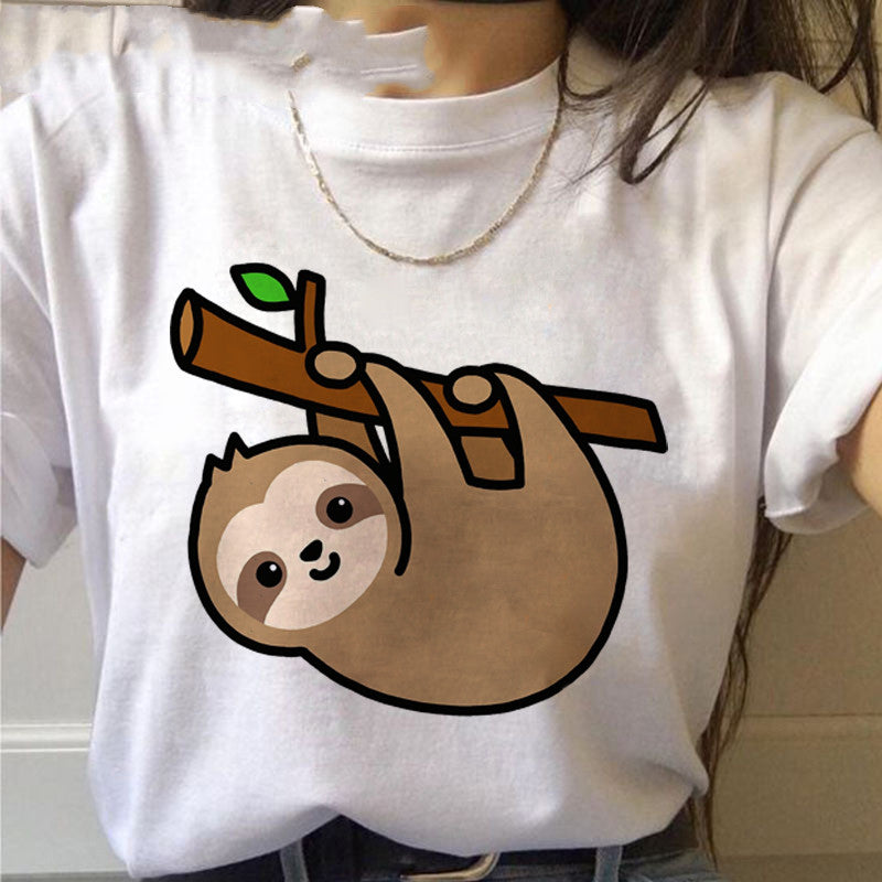 Sloth Kawaii Printed T-Shirts For Women