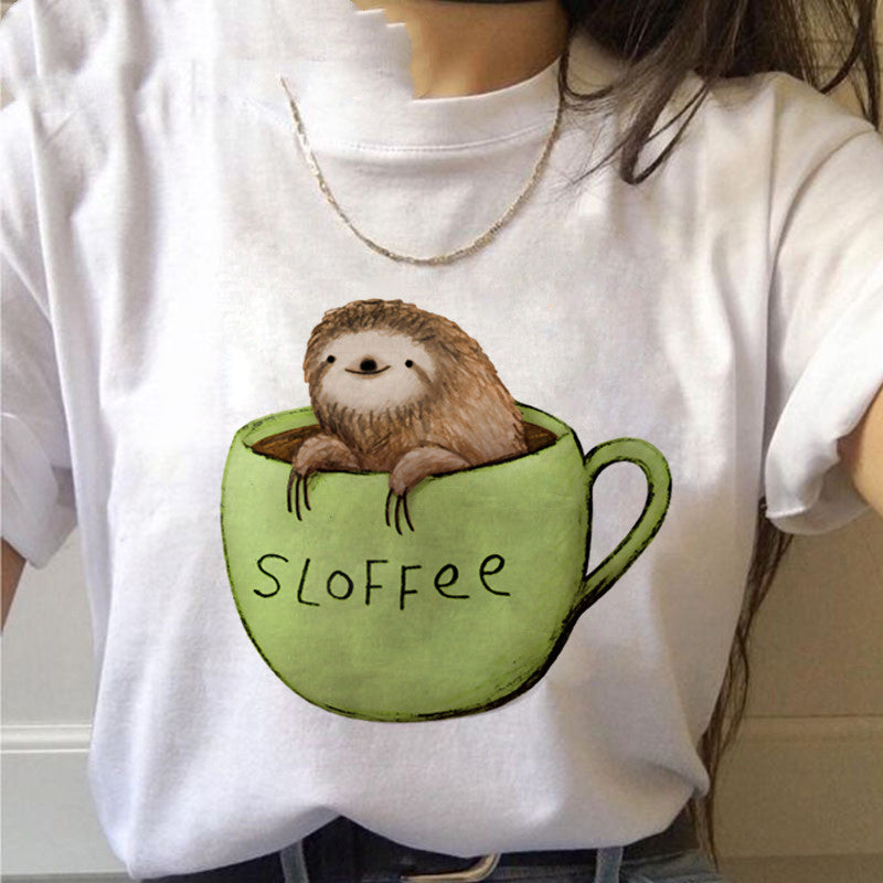 Sloth Kawaii Printed T-Shirts For Women