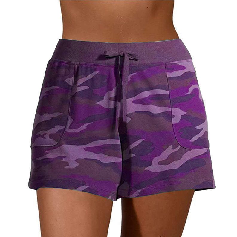 Camouflage Sports Lace-Up Casual Shorts For Women