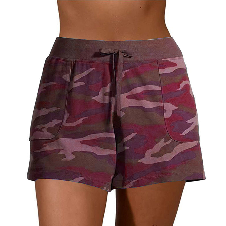 Camouflage Sports Lace-Up Casual Shorts For Women