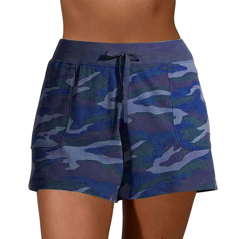 Camouflage Sports Lace-Up Casual Shorts For Women