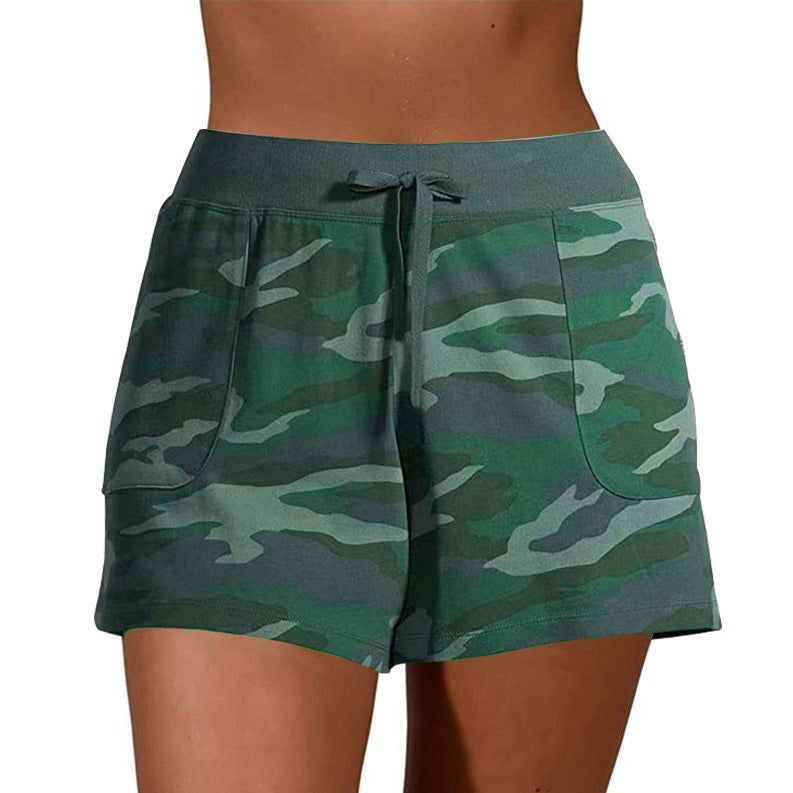 Camouflage Sports Lace-Up Casual Shorts For Women