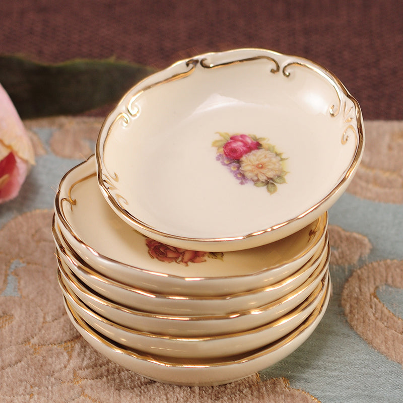 Water-painted Gold-rimmed Tableware Set Plates And Bowls In Bulk