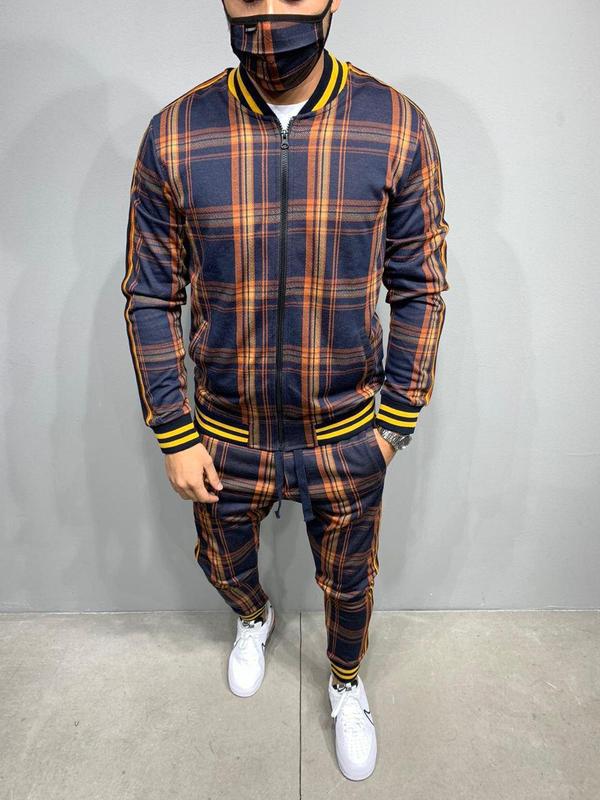 Leisure Two-Piece Patchwork Zipper Tracksuits For Men