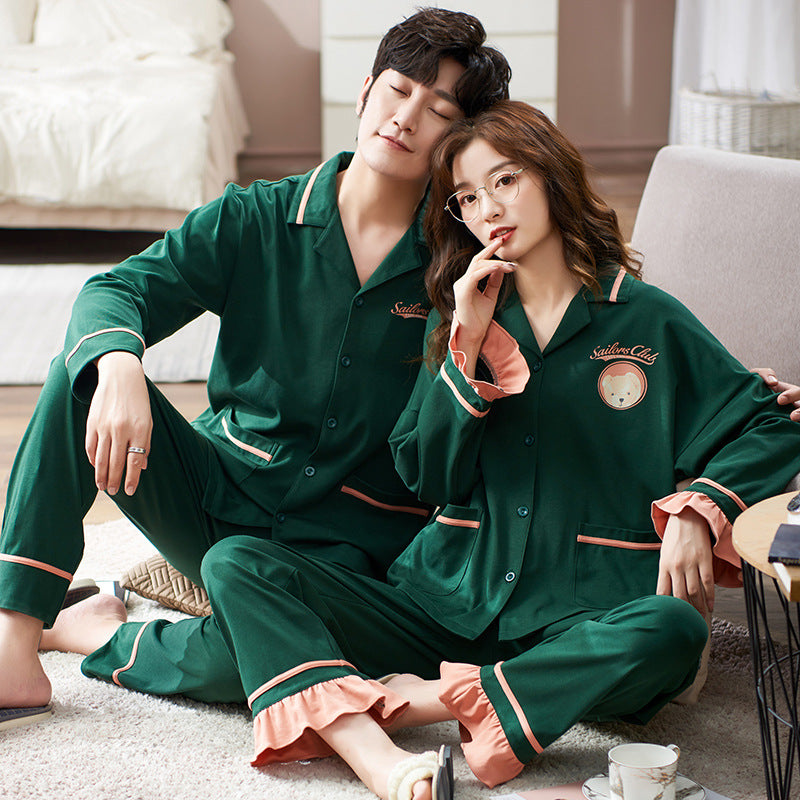 Spring Style Cotton Pajamas For Couple