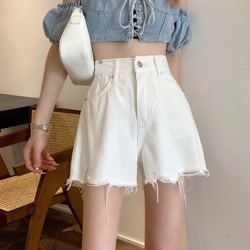 White Denim Shorts For Women