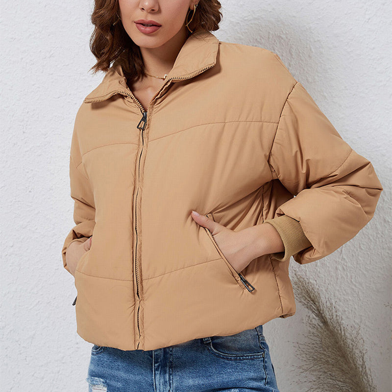 Casual Short Coat All-matching Solid Warm Coat For Women