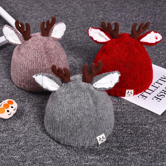 Infant Fall And Winter Thick Warm Wool Ball Baby Knit Caps for kids