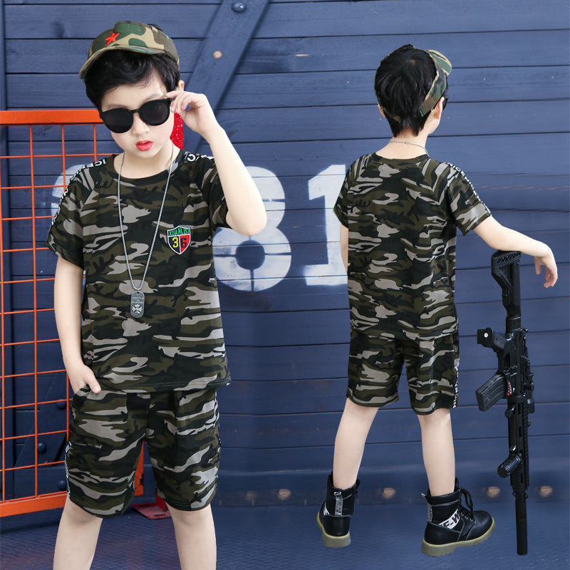 summer short sleeve camouflage clothing for boys