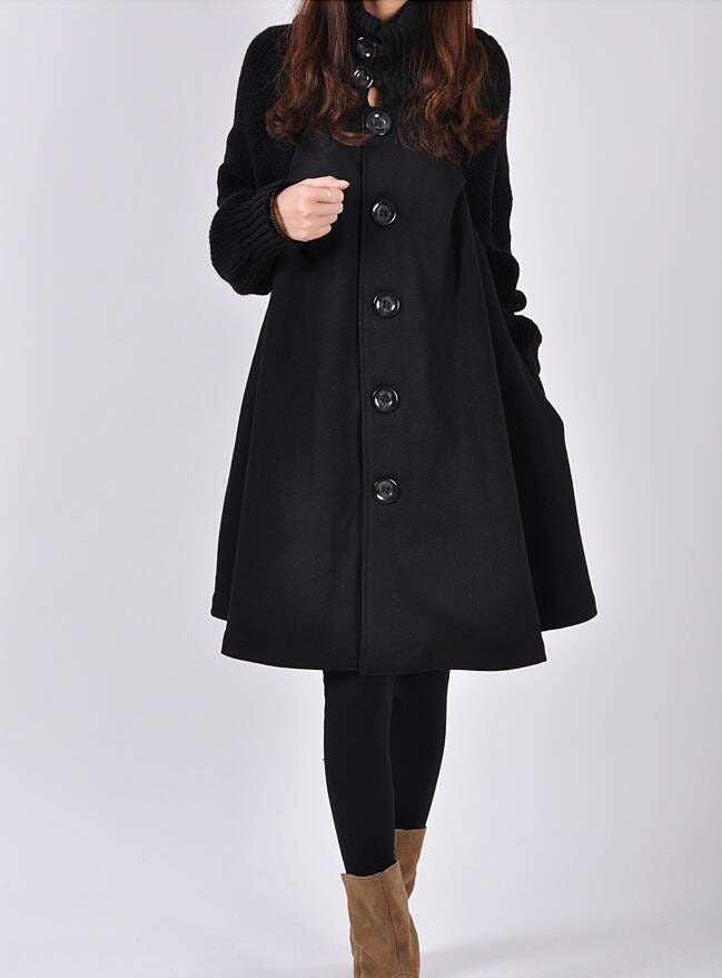 Winter Plus Size and Mid-length Loose Wool Overcoat and trench for women