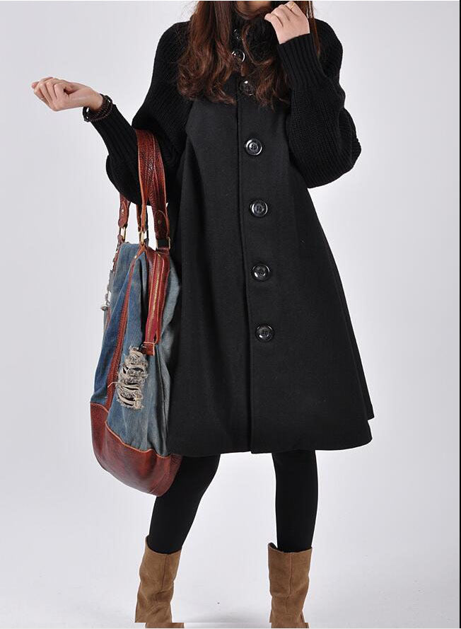 Winter Plus Size and Mid-length Loose Wool Overcoat and trench for women