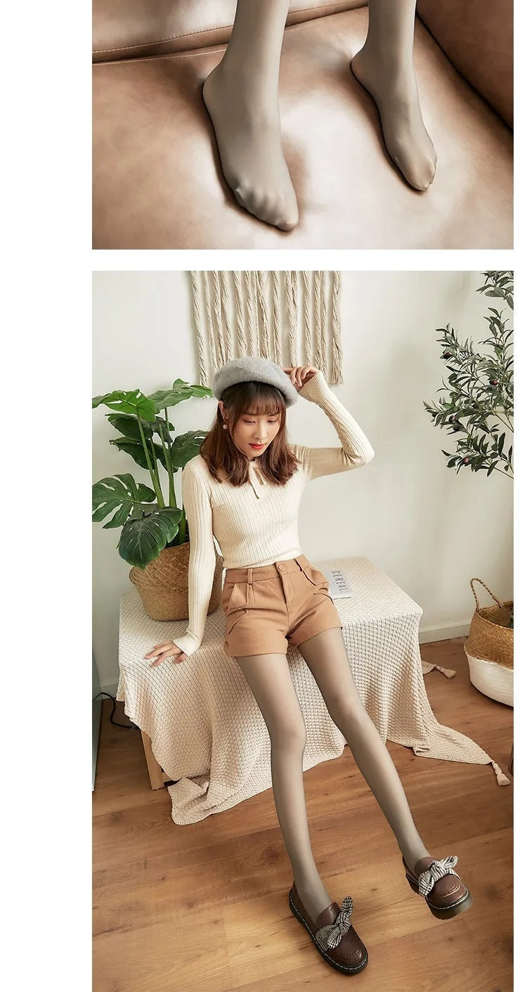 Women Transparent Fleece Lined Stockings For Women