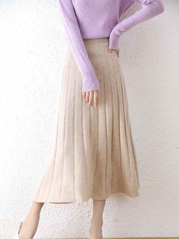 Mid-length Pure Wool Thickened Skirts For Women