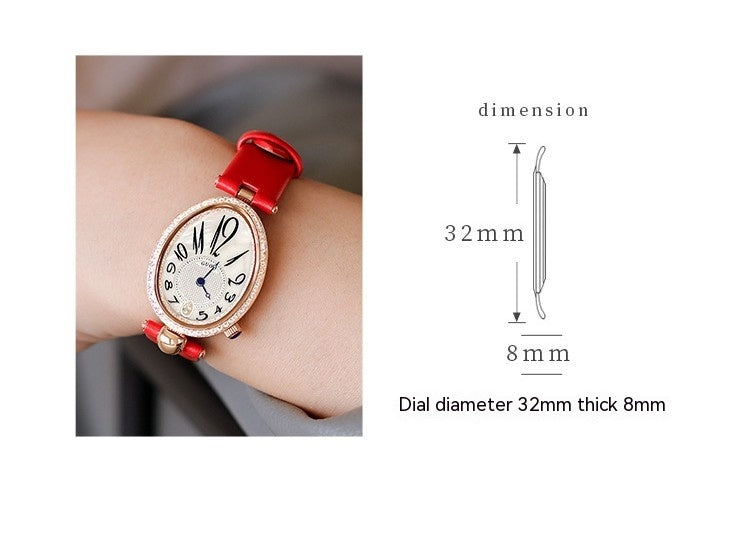 Drop Shape Retro Dignified Generous Style Oval Watch For Women