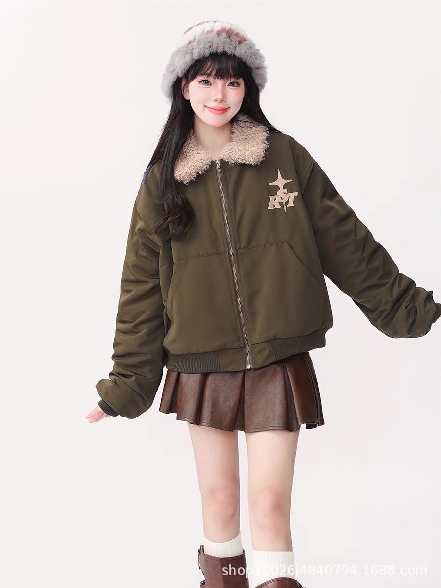 Imitation Lamb Wool Short Cotton Coat for girls