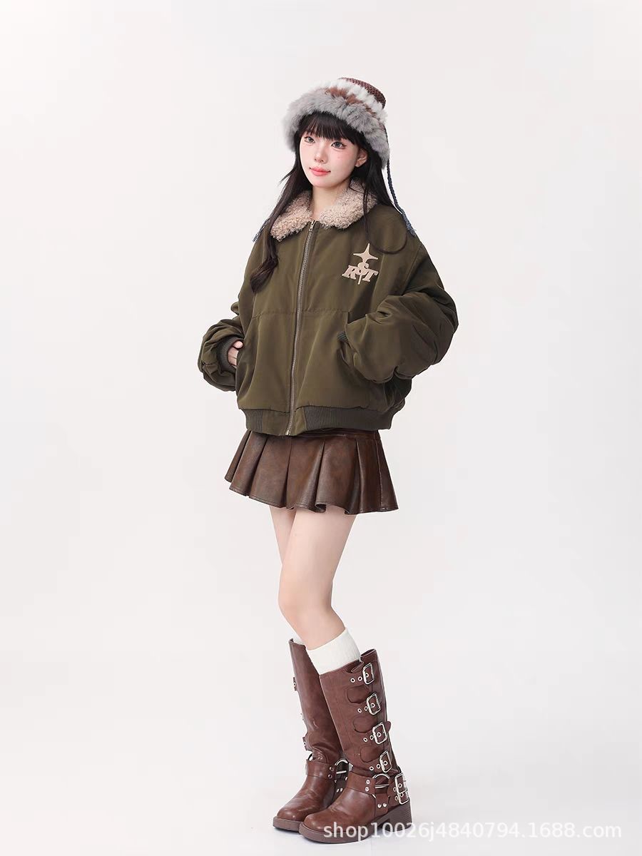 Imitation Lamb Wool Short Cotton Coat for girls