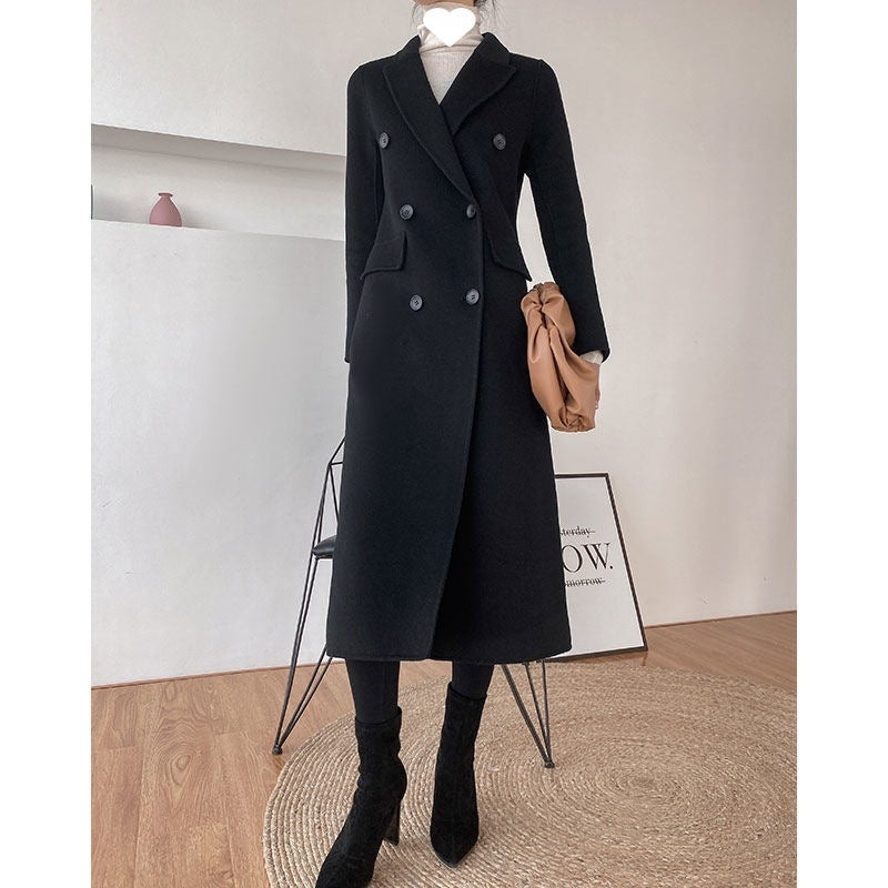 Slim Fit Mid-length Woolen Coat for girls