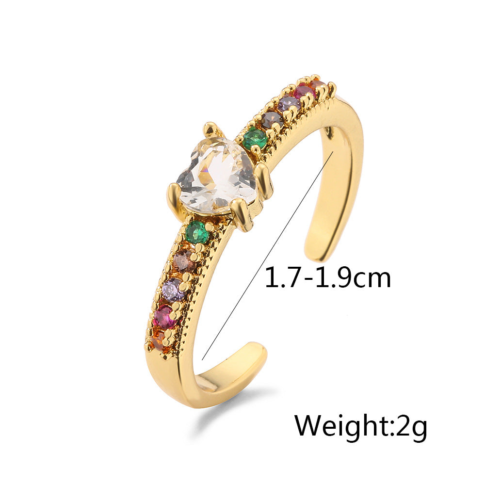 Fashion Simple Copper Plating 18K Gold Zircon Geometric Ring