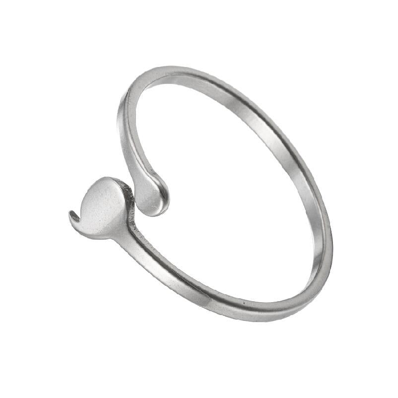 Small Water Drop Open Ring Stainless Steel Simple Comma