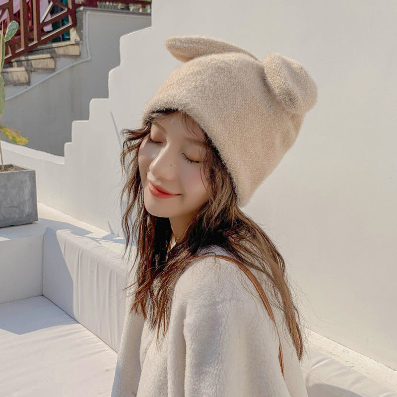 Rabbit Ears Woolen Cap Children Autumn And Winter Cute Fleece Lined for women