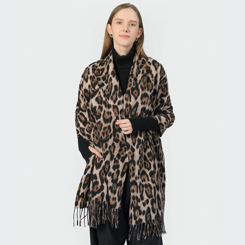 Leopard Print  and Comfortable Cashmere-like Shawl for women