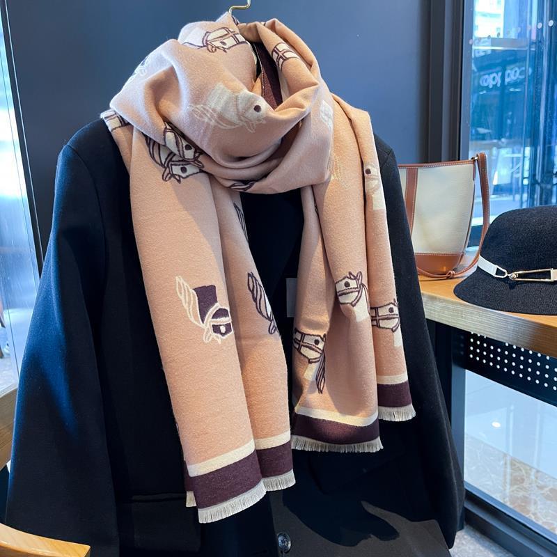 Winter Double-sided Thickened Air-conditioned Room Shawl Long Warm Scarf for women