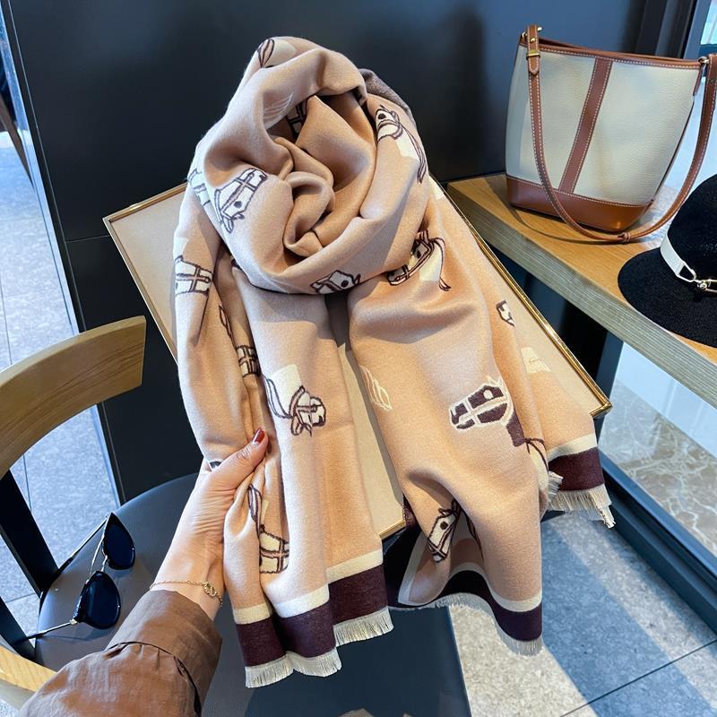 Winter Double-sided Thickened Air-conditioned Room Shawl Long Warm Scarf for women