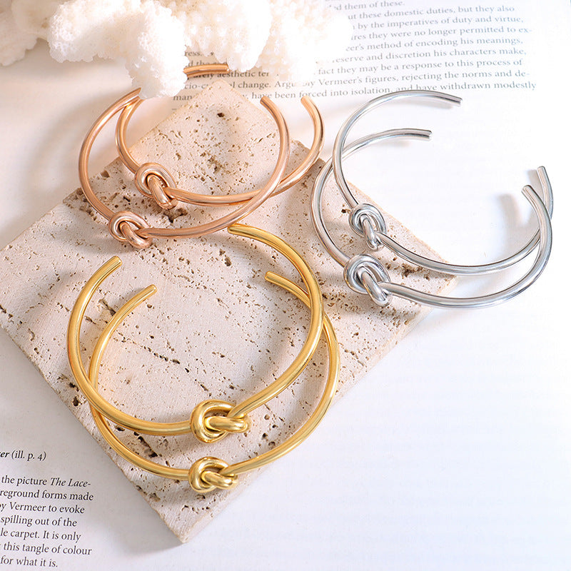 Personalized Fashion Thick And Thin Open Knotted Bracelet