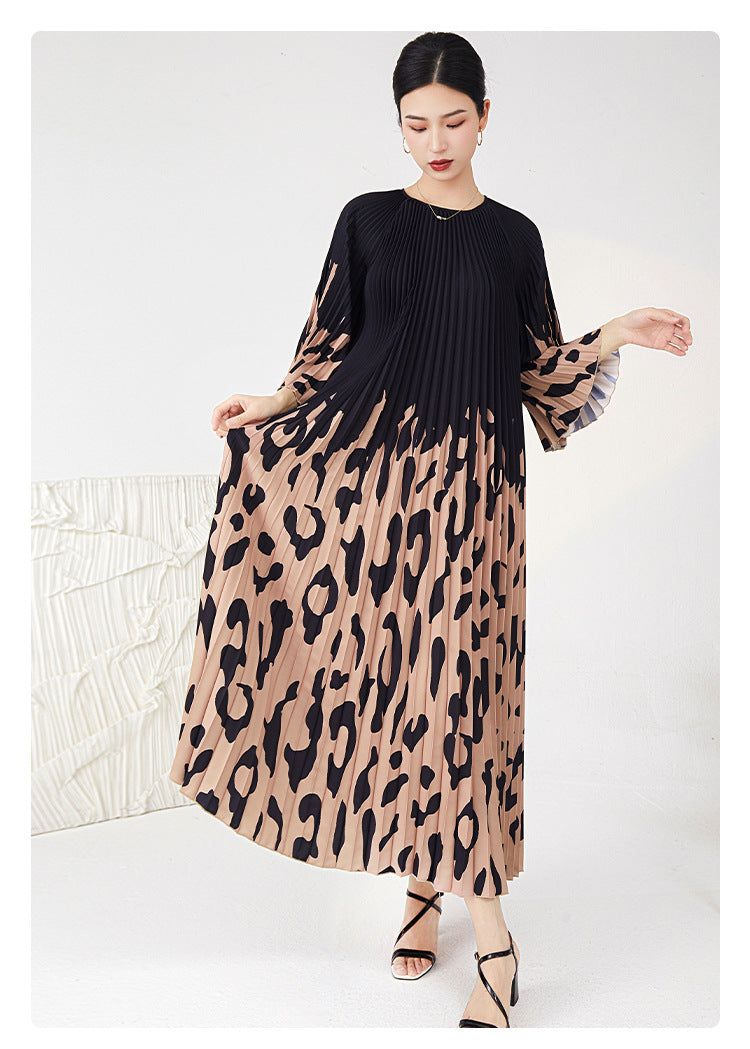 Leopard Print Pleated Skirt For Women