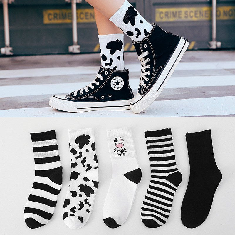 Cartoon Printed Mid Tube Cotton Socks for laddies