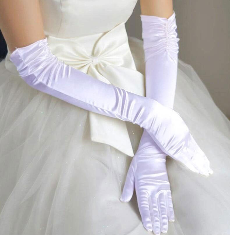 Double-row Beaded Satin Sun Protection Scar Cover Up  Bridal Wedding gloves for bridal