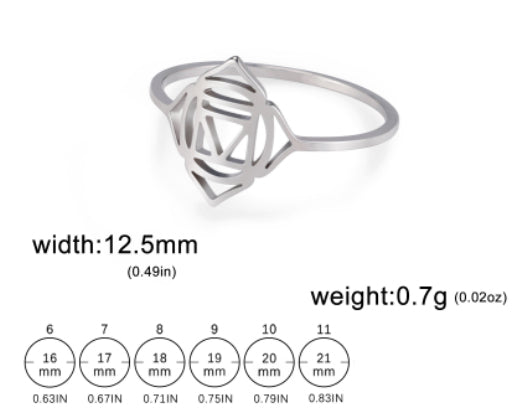 Titanium Steel Fashion Simple Jewelry Chakras Symbol Datura Flowers Ring