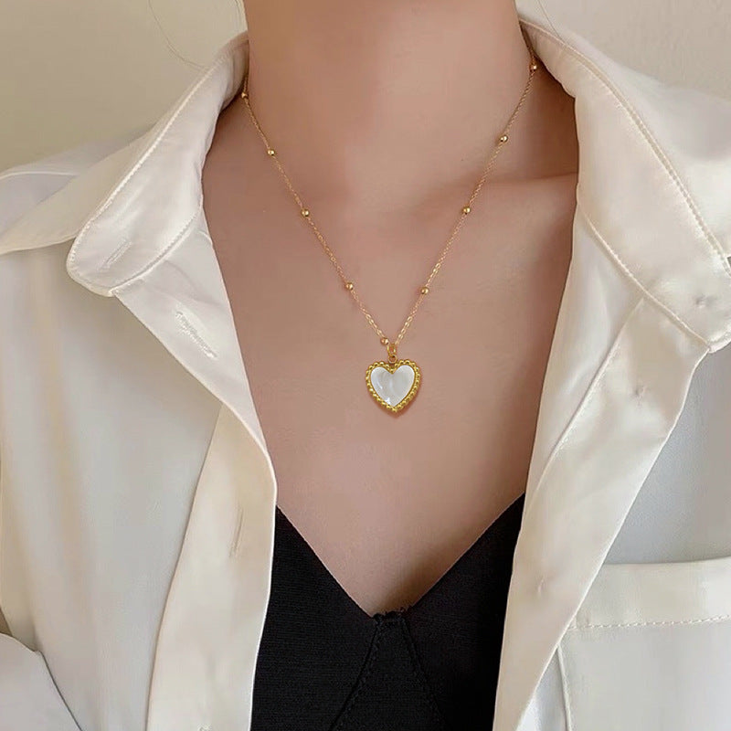 Fritillary Heart Temperamental Personality Minimalist Stove Real Gold Necklace Female