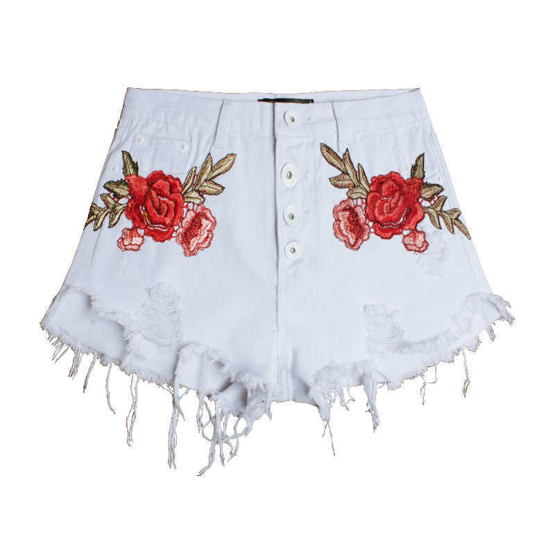 Embroidered Loose Beard Short For Women