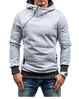 Oblique Solid Color Hoodies For Men