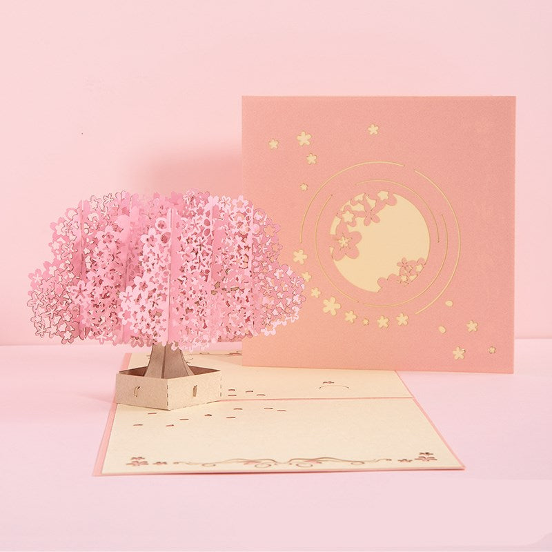 3D Laser Cut Handmade Sakura Kissing Lover Paper Invitation Greeting Card