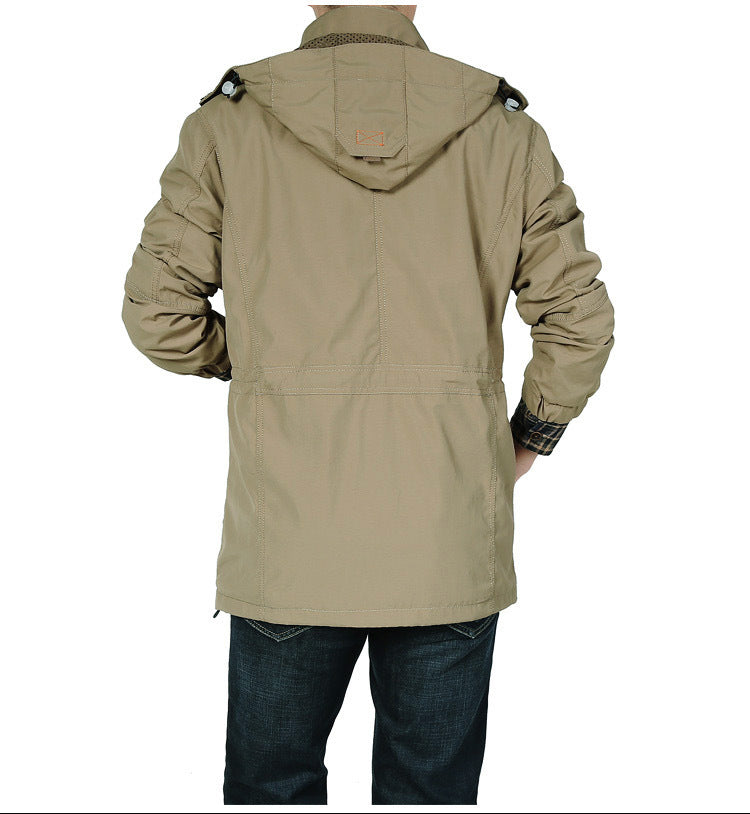 Waterproof Breathable Long Hooded Stand Collar Jackets For men