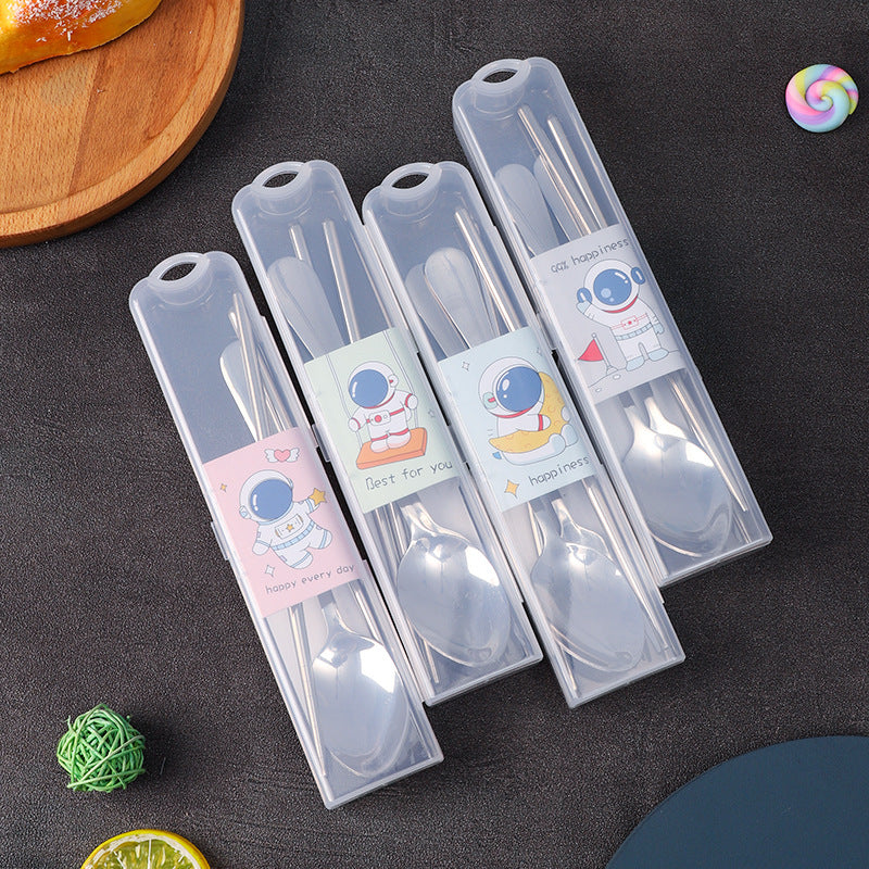 Stainless Steel Portable Tableware Chopsticks Spoon Fork Three Sets