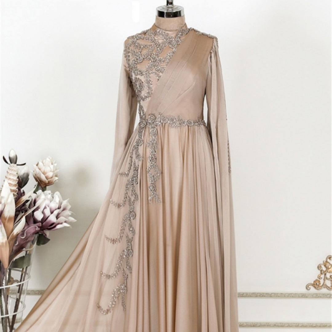 Champagne Muslim  Formal Evening Dress for women