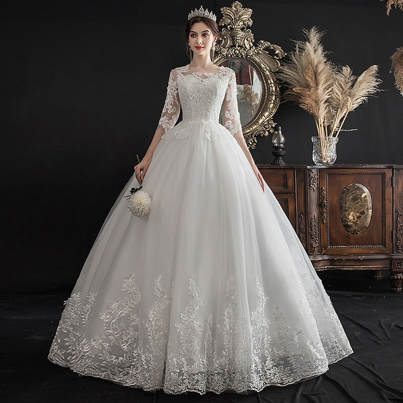 One-shoulder Dream Slim Sleeve Lace Bride dress for women