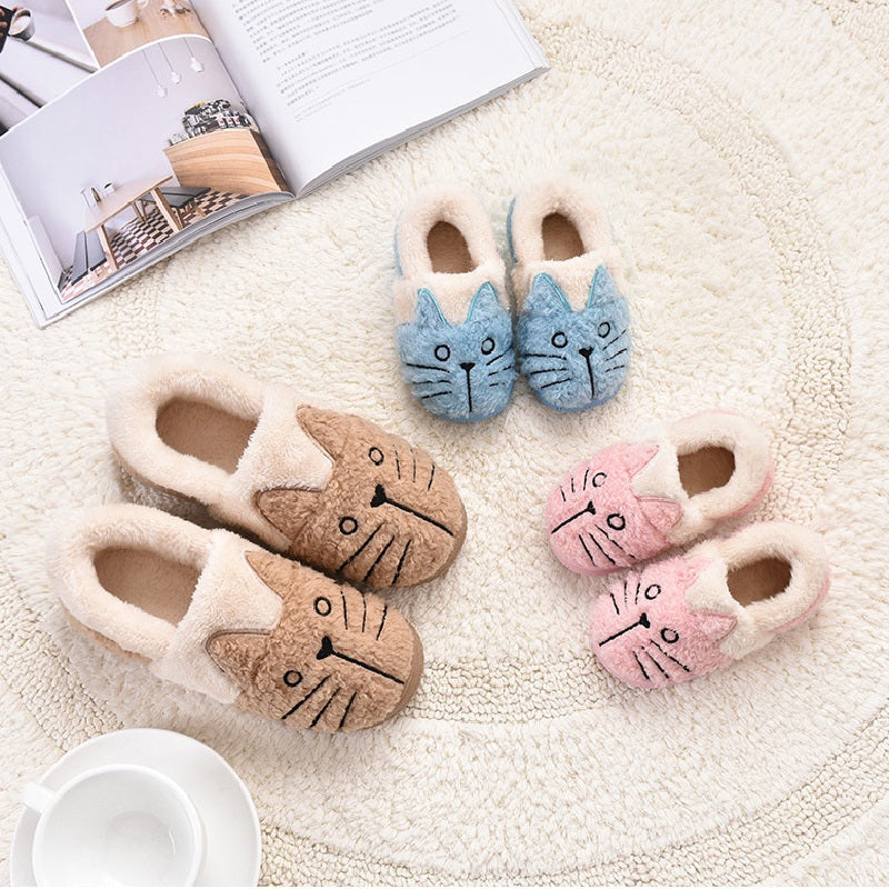 Toddler Baby Home Slippers Girls Cute Cartoon Cat Cotton Shoes Winter Children Keep Warm Slippers