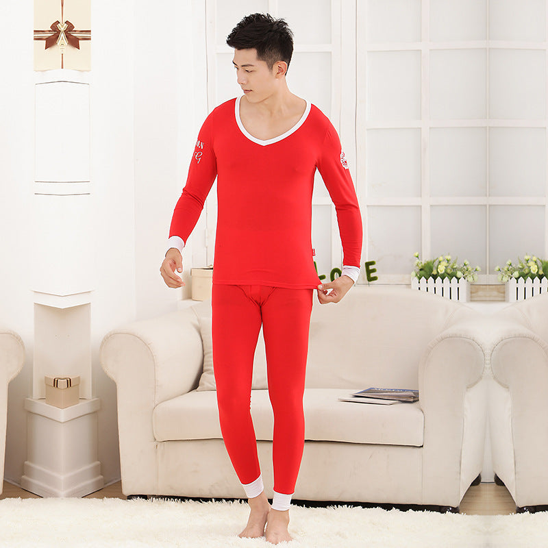 Tights Modal Basic Round Neck Thermal Set For Men