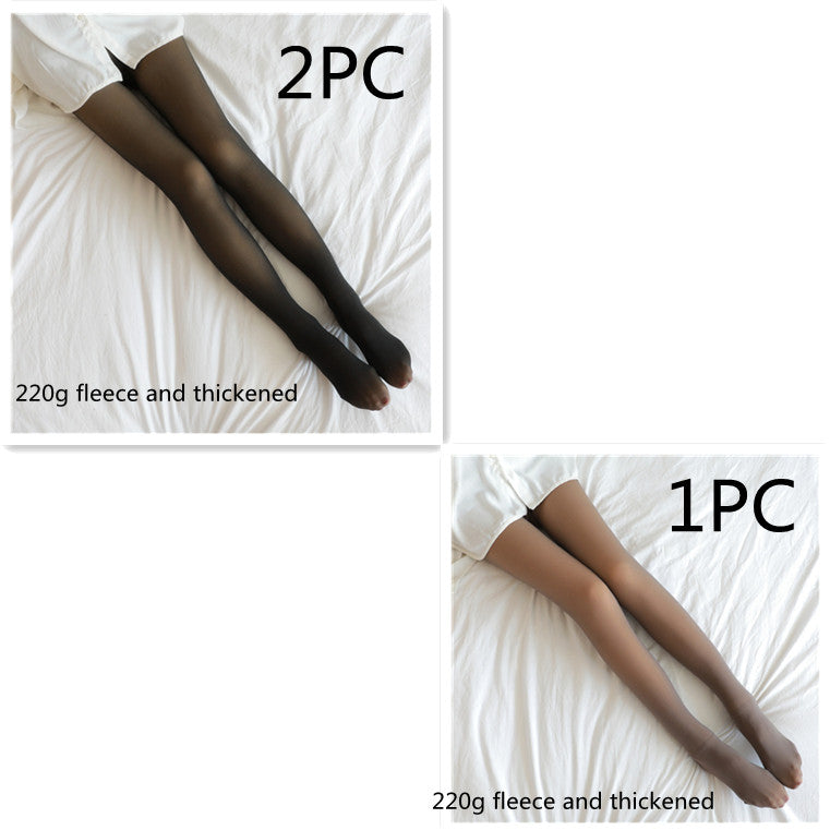 Fake Translucent Plus Size Leggings Fleece Lined Tights Fall And Winter Warm Fleece Pantyhose for Women