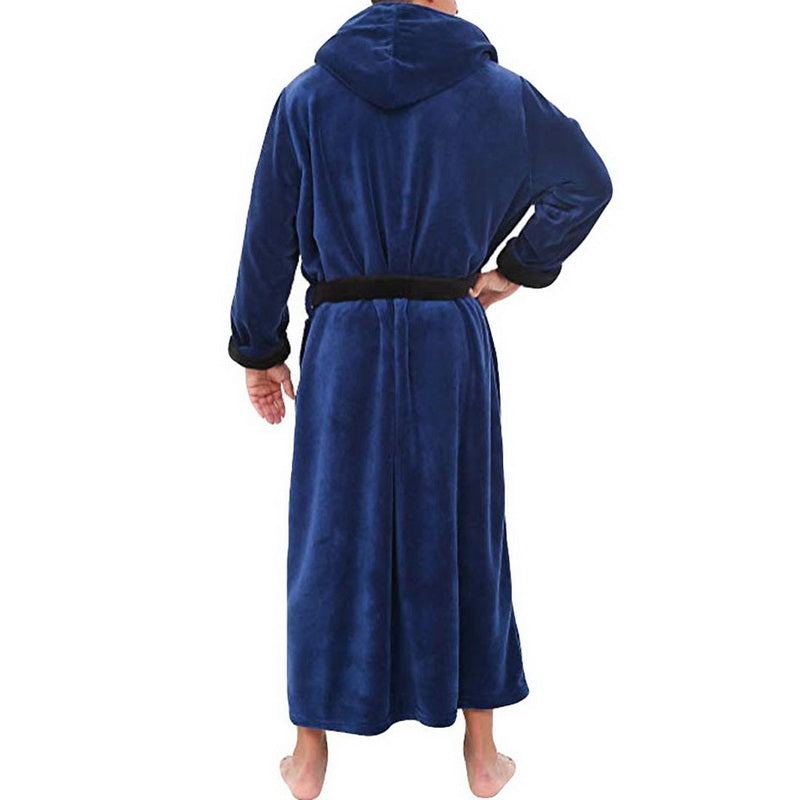 Bath Robe Flannel Hooded Gown For Men