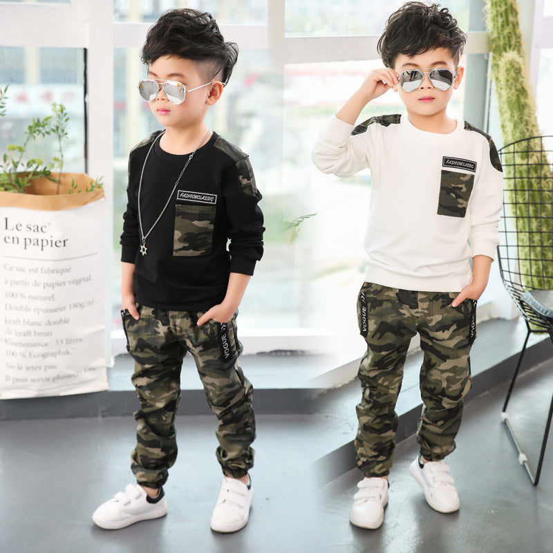 Camouflage long sleeve kids suit for boys