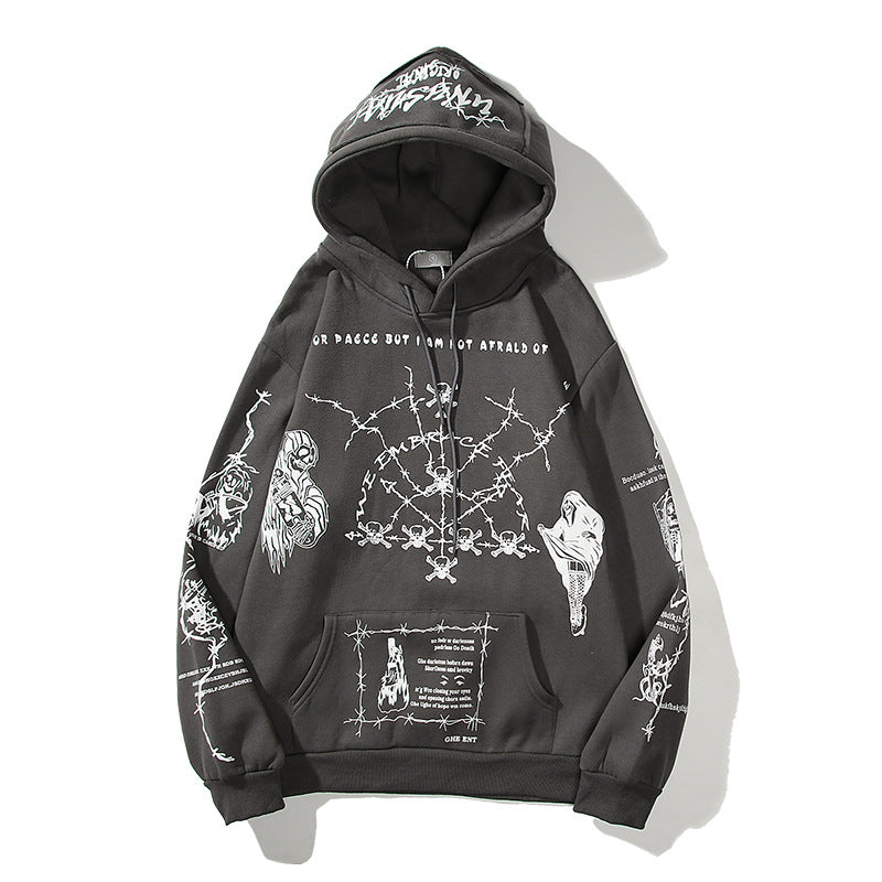 Covered In Graffiti And Embroidered Hip-hop Hoodies For Women