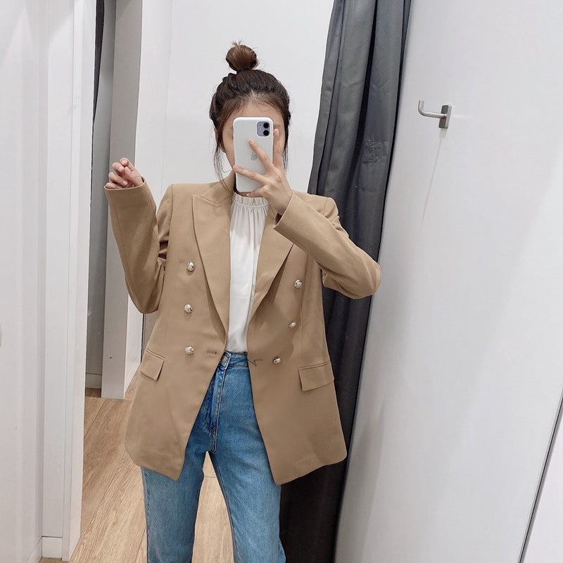 Simple Style Buttoned Casual Blazer Jacket Women